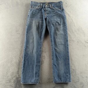 Vintage Club Monaco Jeans Mens 30x28* Blue Denim Button Fly Straight Whiskered